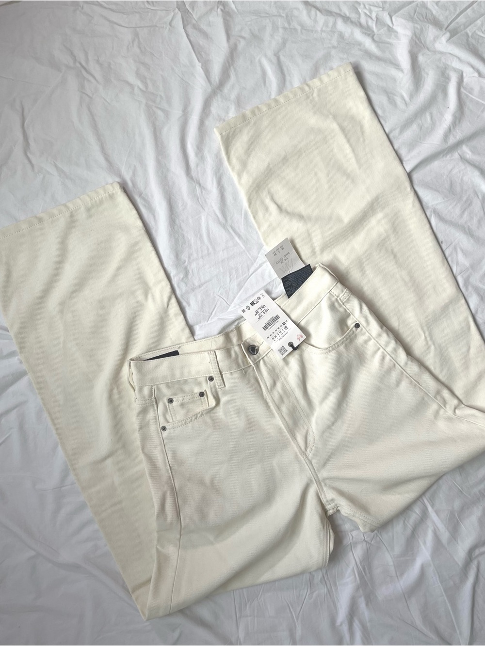 NWT Zara ZW Collection Baggy Low Rise Jeans Ecru White Y2K 8246/240 Minimalist